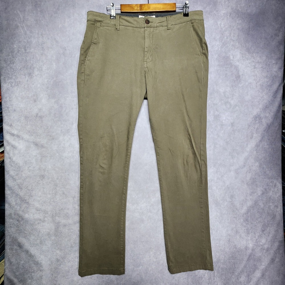 Flag & Anthem Mens Slim Fit Chino Pants Olive Green Khaki 36x34 Stretch Cotton